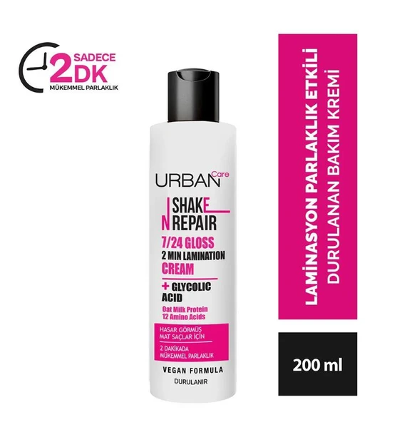 Urban Care Shake N Repair 7/24 Gloss Laminasyon Parlaklık Etkili Durulanan Bakım Kremi 200 ml-vegan