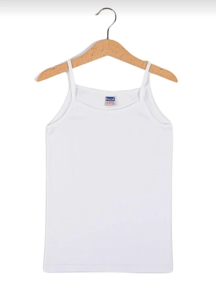 BERRAK 2520 KIZ ÇOCUK RİBANA MAT BİYELİ İP ASKILI ATLET 12 ADET  BEYAZ 11-12 Yaş - Resim 2