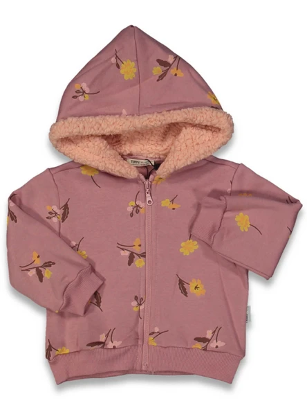 ÇİÇEK DESENLİ KAPÜŞONLU KIZ HIRKA