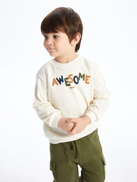 LC Waikiki Lcw Baby Bisiklet Yaka Uzun Kollu Baskılı Erkek Bebek Sweatshirt