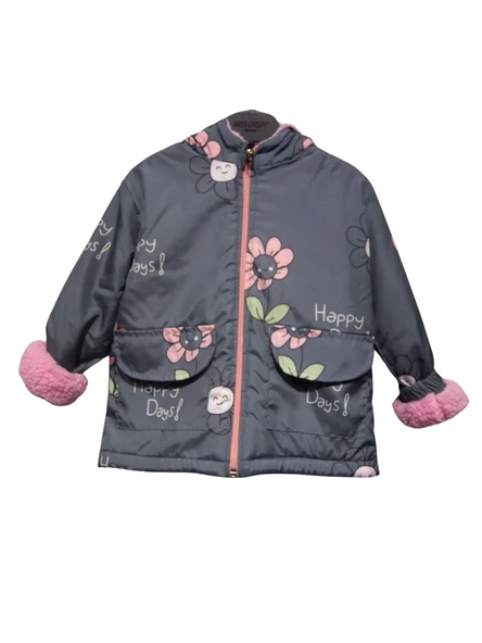 PAPATYA DESENLİ KIZ MONT