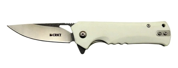 Crkt Muskie 202 Awy Beyaz Kamp / Outdoor Çakı 18cm - Yarı Otomatik, Kemerlikli, Kutulu