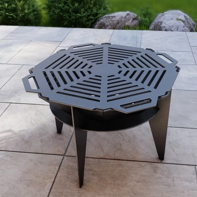 Oktagon Barbekü Izgaralı Ateş Çukuru Ayaklı Bahçeniz için Dekoratif - 6