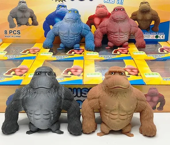 Squishy Goril Stres Önleyici Gorilla 9 cm Sukuşi Maymun - Bordo - Resim 3