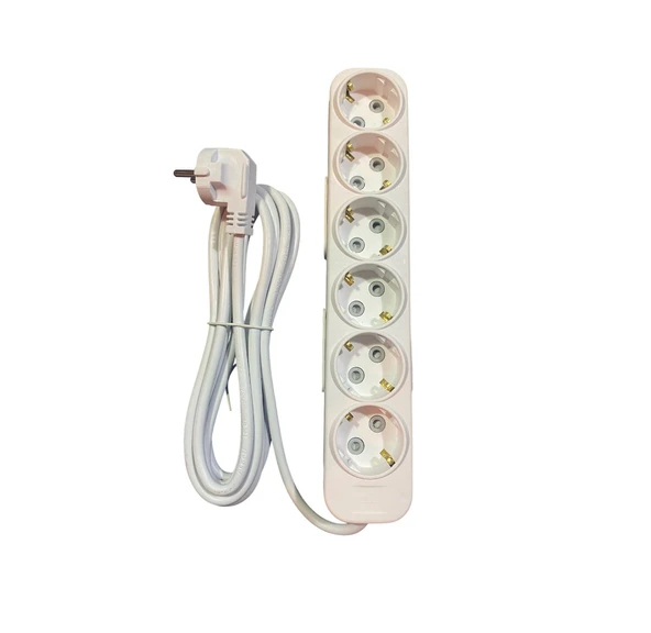 Elbi Myra Altılı Çocuk Korumalı Topraklı Grup Priz 3 MT