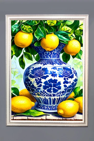 Otantik Vazo Desenli Çerçeveli Duvar Tablosu 50x70cm PTL15 RENKLİ 50 X 70