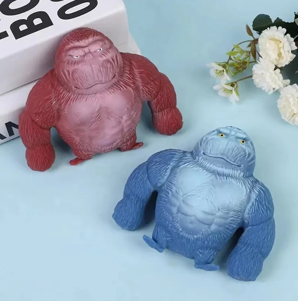 Squishy Goril Stres Önleyici Gorilla 9 cm Sukuşi Maymun - Bordo - Resim 5