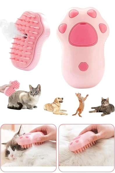 Tilbe Home Pati Desen Buharlı Şarjlı Kedi & Köpek Yıkama Silikon Fırçası Evcil Hayvan Bakım Tüy Alma Tarağı