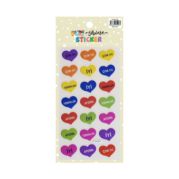 Puti Shine Sticker - Kalp Şekilli Tebrikler (11271)