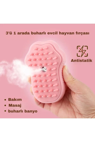 Tilbe Home Pati Desen Buharlı Şarjlı Kedi & Köpek Yıkama Silikon Fırçası Evcil Hayvan Bakım Tüy Alma Tarağı - 2