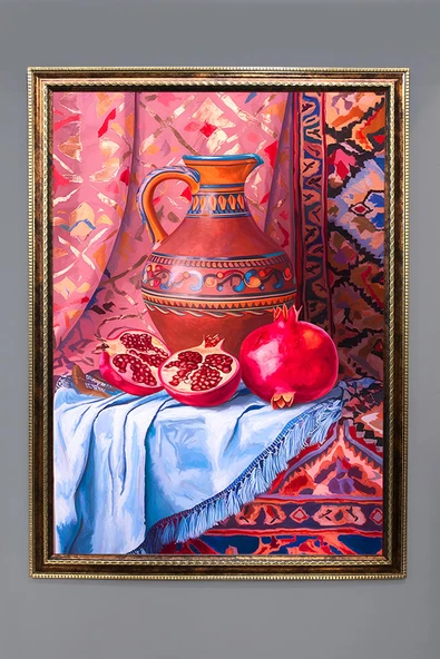 Otantik İbrik Desenli Çerçeveli Duvar Tablosu 50x70cm PTL02 RENKLİ 50 X 70