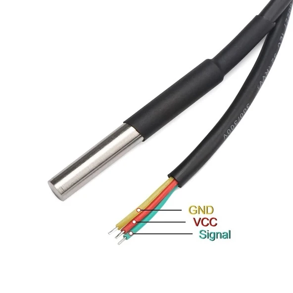 DS18B20 3 Metre Kablolu Su Geçirmez Dijital Sıcaklık Sensörü - Resim 6