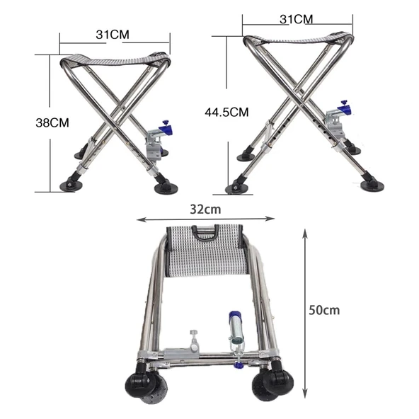 Ayt Sunup SN-25796 Metal Balıkçı Taburesi Katlanabilir Taşınabilir Ayarlanabilir Katlanır Tabure 50x32cm - 4