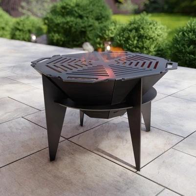 Oktagon Barbekü Izgaralı Ateş Çukuru Ayaklı Bahçeniz için Dekoratif