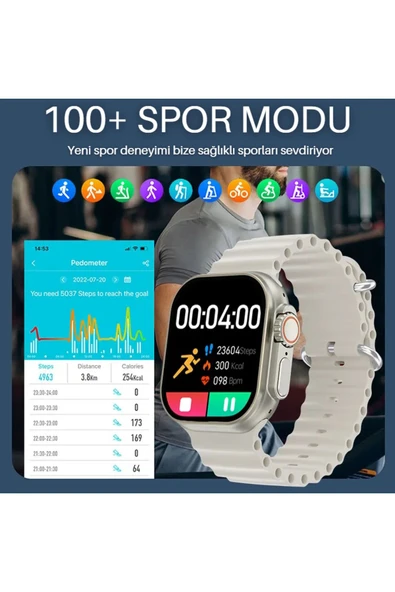 Watch Use 19 Ultra Akıllı Saat 8 Kordonlu-Bluetooth Kulaklık-Koruma Kılıfı iPhone Huawei Uyumlu 8-9 - 7
