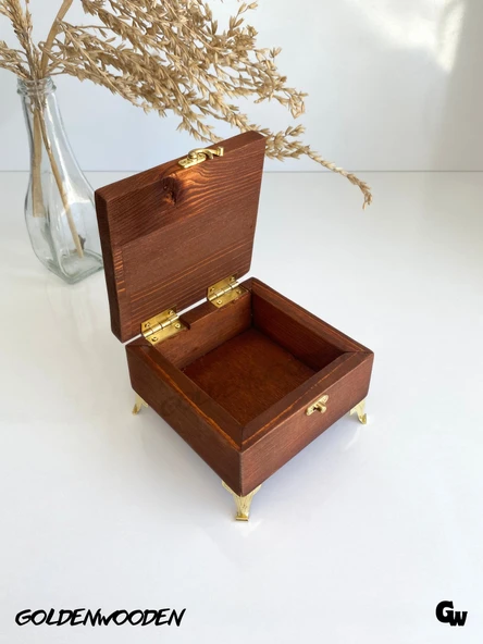 Doğal Ahşap Takı Kutusu Ahşap Saklama Kutusu(CEVİZ)(BEYAZ ÇAM)(BOY:12CM EN:12CM Yük:8,5cm) Ceviz BOY:12cm EN:12cm YÜK:8.5cm ürün görseli