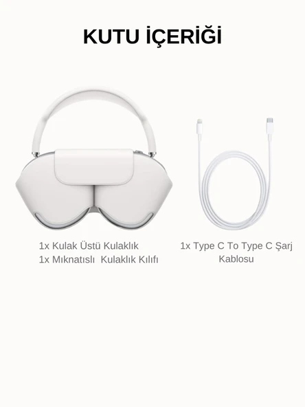 Airpods Max Fileli Kulak Üstü Bluetooth Kulaklık Ve Kılıf Pop-Up Aktif Gürültü Engelleme-Şeffaf Modu iPhone Uyumlu ( KIRMIZI ) - 6