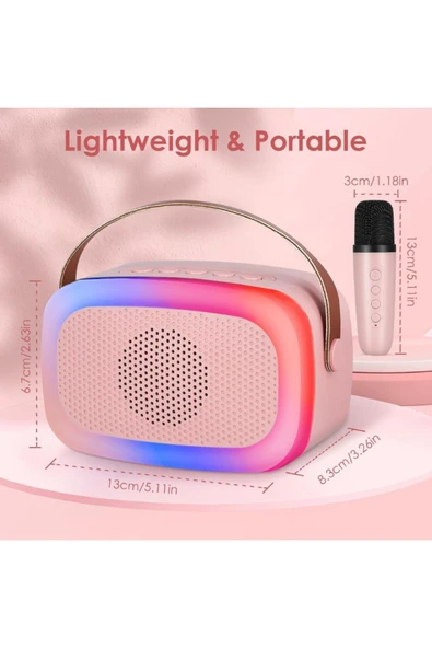 XM66 Mini Karaoke Speaker Taşınabilir Bluetooth Hoparlör Mikrofon Seti Sd,usb,rgb Işıklı Ses Bombası - 3