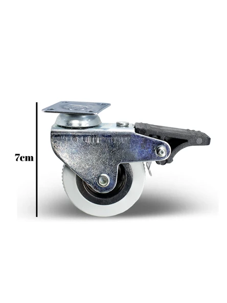 Düz Tabla Frenli Lüks Masa Tekeri Sehpa Tekeri(FRENLİ)(KROM - GRİ)(7cm)(TEKER ÖLÇÜ:50x20mm) Gri GRİ - 2 ADET - 2