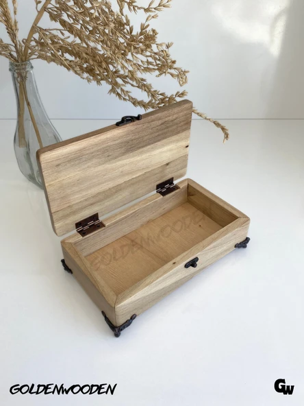 Doğal Ahşap Takı Kutusu Ahşap Saklama KUTUSU(CEVİZ)(BOY:20cm EN:11cm Yük:6cm) BOY:20cm EN:11cm YÜK:6cm