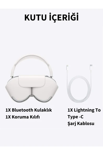 Airpods Max Fileli Kulak Üstü Bluetooth Kulaklık Ve Kılıf Pop-Up Aktif Gürültü Engelleme-Şeffaf Modu iPhone Uyumlu ( KIRMIZI ) - 8