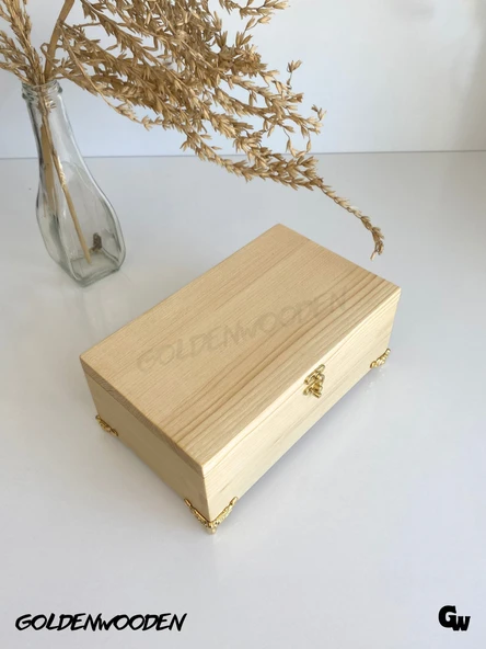 Doğal Ahşap Takı Kutusu Ahşap Saklama Kutusu(BEYAZ ÇAM)(BOY:20CM EN:12CM Yük:8,5cm) BOY:20cm EN:12cm YÜK:8.5cm - 2