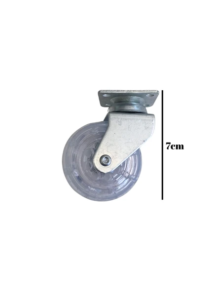 Düz Tabla Şeffaf Masa Tekeri Sehpa Tekeri(7cm)(METAL ŞEFFAF)(50x20mm) Şeffaf ŞEFFAF - 2 ADET - 3