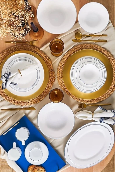 Milano Opal Cam Blue Rim Pasta Tabağı 22 cm - Resim 4