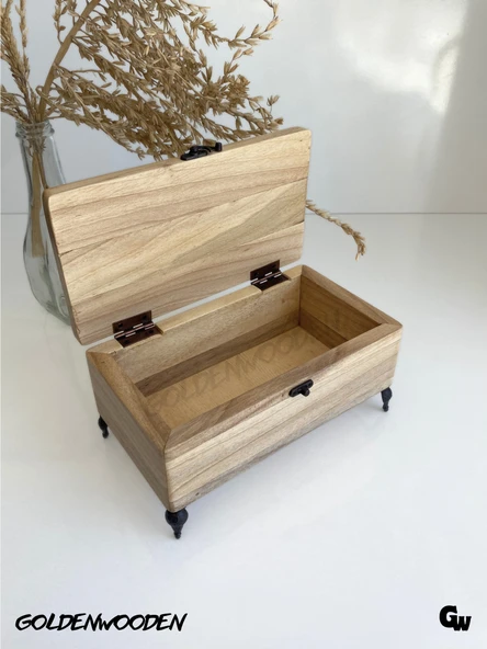 Doğal Ahşap Takı Kutusu Ahşap Saklama Kutusu(CEVİZ)(BOY:20CM EN:11CM YÜK:9,5CM) BOY:20cm EN:11cm YÜK:9.5cm