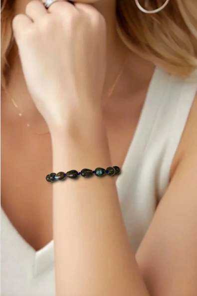 Damla Kesim Labradorit Bileklik Makrome Ayarlı 651-2 - 2