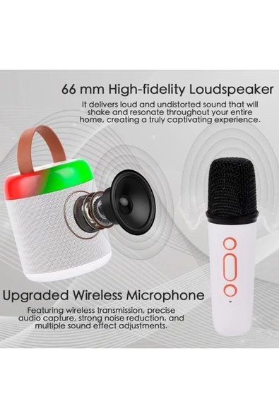 Y2 Kablosuz Bluetooth Hoparlör Taşınabilir Karaoke Mikrofon Rgb Işık 5 Ses Efekti Usb,sd,fm Speaker - 4
