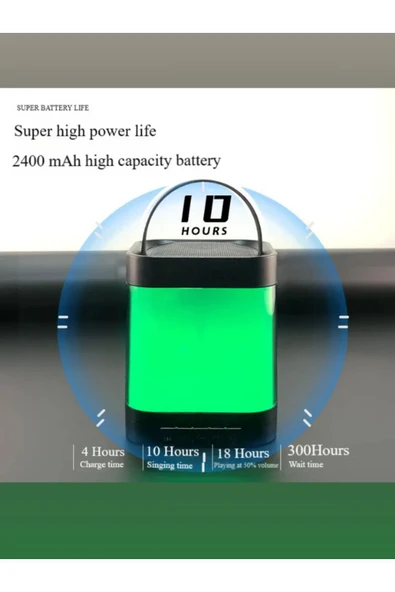 Z9 Speaker Taşınabilir Bluetooth Hoparlör Karaoke Mikrofon Seti SD,USB,Radyo RGB Işıklı Ses Bombası - 6