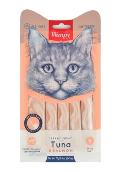 Wanpy Ton ve Somon Balıklı Sıvı Kedi Ödül Maması 5x14 GR