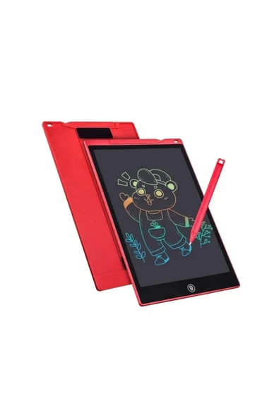 12 Inc Renkli Lcd Grafik Dijital Kalemli Çizim Tableti Yazı Tahta Not Yazma Eğitim Tableti Kırmızı