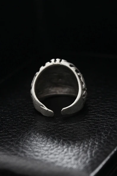 Ayarlanabilir Desenli Kurukafa Model Erkek Yüzük - 2