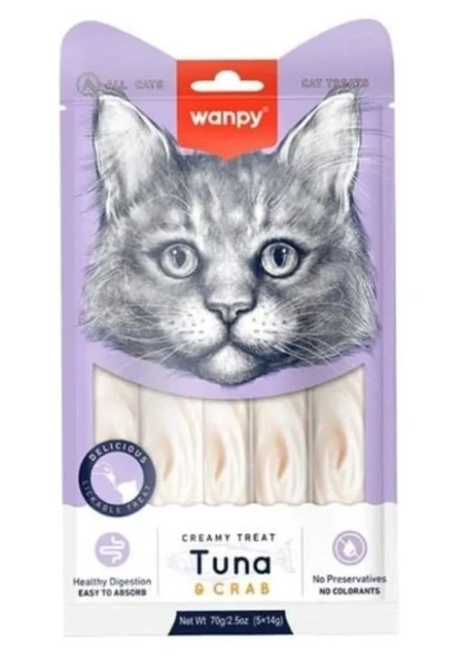 Wanpy Ton Balıklı ve Yengeçli Sıvı Kedi Ödül Maması 5x14 GR