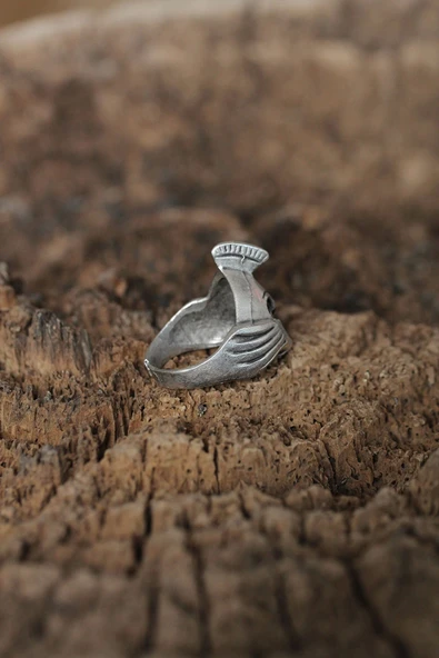 Ayarlanabilir Miğferli Kuru Kafa Tasarımlı Erkek Yüzük - 2