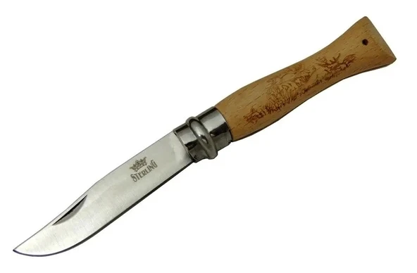 T0195 Bahçe Çakı 16 Cm - Ahşap Sap, Bilezikli, Kılıflı