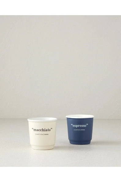 Phoebe New Bone China 2 Parça 2 Kişilik Espresso Fincan 90 Ml Lacivert - Krem