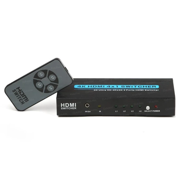 DARK 4 Giris 1 Çikisli Uzaktan Kumandali 4K HDMI Switch Seçici DK-HD-SW4X1K