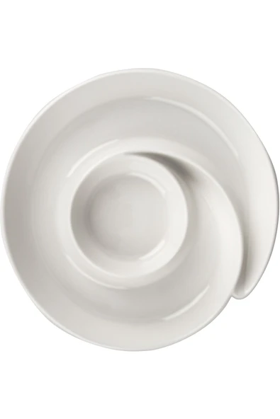 BPA Free Ivy 26,5 cm Servis Tabağı Modern Porselen 1 Yuvarlak Beyaz Servis Tabağı - 1