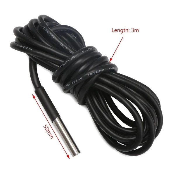 DS18B20 5 Metre Kablolu Su Geçirmez Dijital Sıcaklık Sensörü - Resim 5