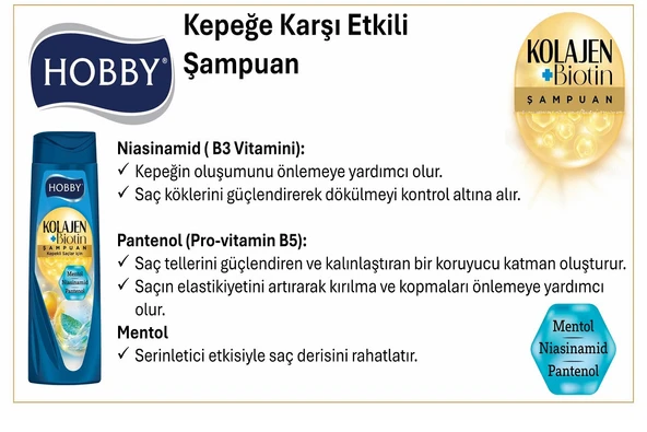 Hobby Şampuan Kolajen Mentol Kepekli Saç 480 Ml x 6 Adet - 3