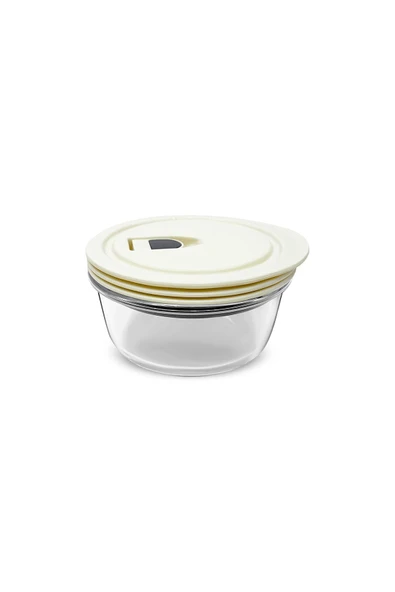 Cream Vakumlu Kapaklı Cam Saklama Kabı 0.39 Lt - Resim 5