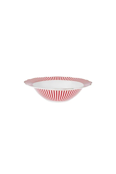 New Romantic İnce Çizgili Kase 17 cm Kırmızı