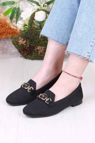 Fort 8570 Triko Zincir Toka Detaylı Şık Rahat Kadın Babet ürün görseli