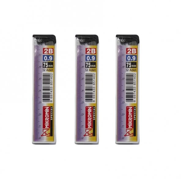 Min 0.9 Mm Cetvelli Kalem Ucu 75 Mm Mikro Uç 3 Adet - 3