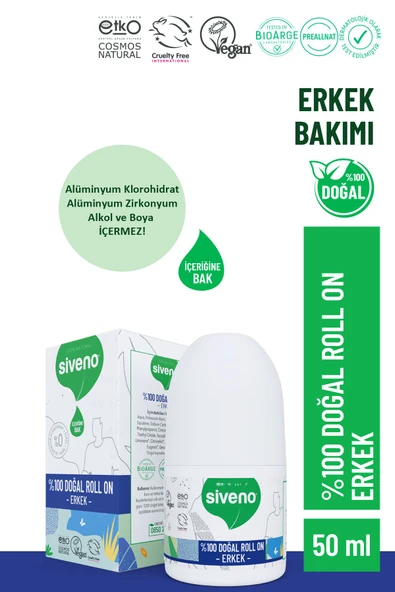 %100 Doğal Roll-on Erkek Deodorant Ter Kokusu Önleyici Bitkisel Leke Bırakmayan Vegan 50 ml