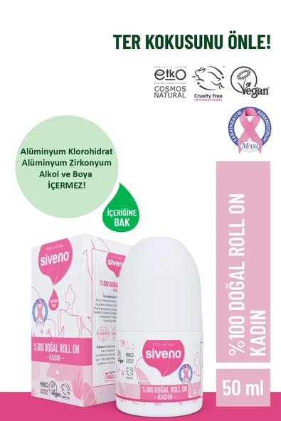 %100 Doğal Roll-on Kadın Deodorant Ter Kokusu Önleyici Bitkisel Leke Bırakmayan Vegan 50 ml