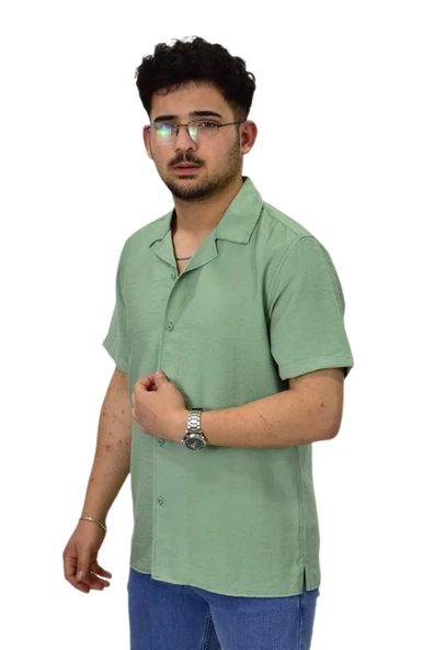 Erkek Spor Silim Fit Kısa Kol Gömlek G5031 BGL-ST04497 - Resim 6